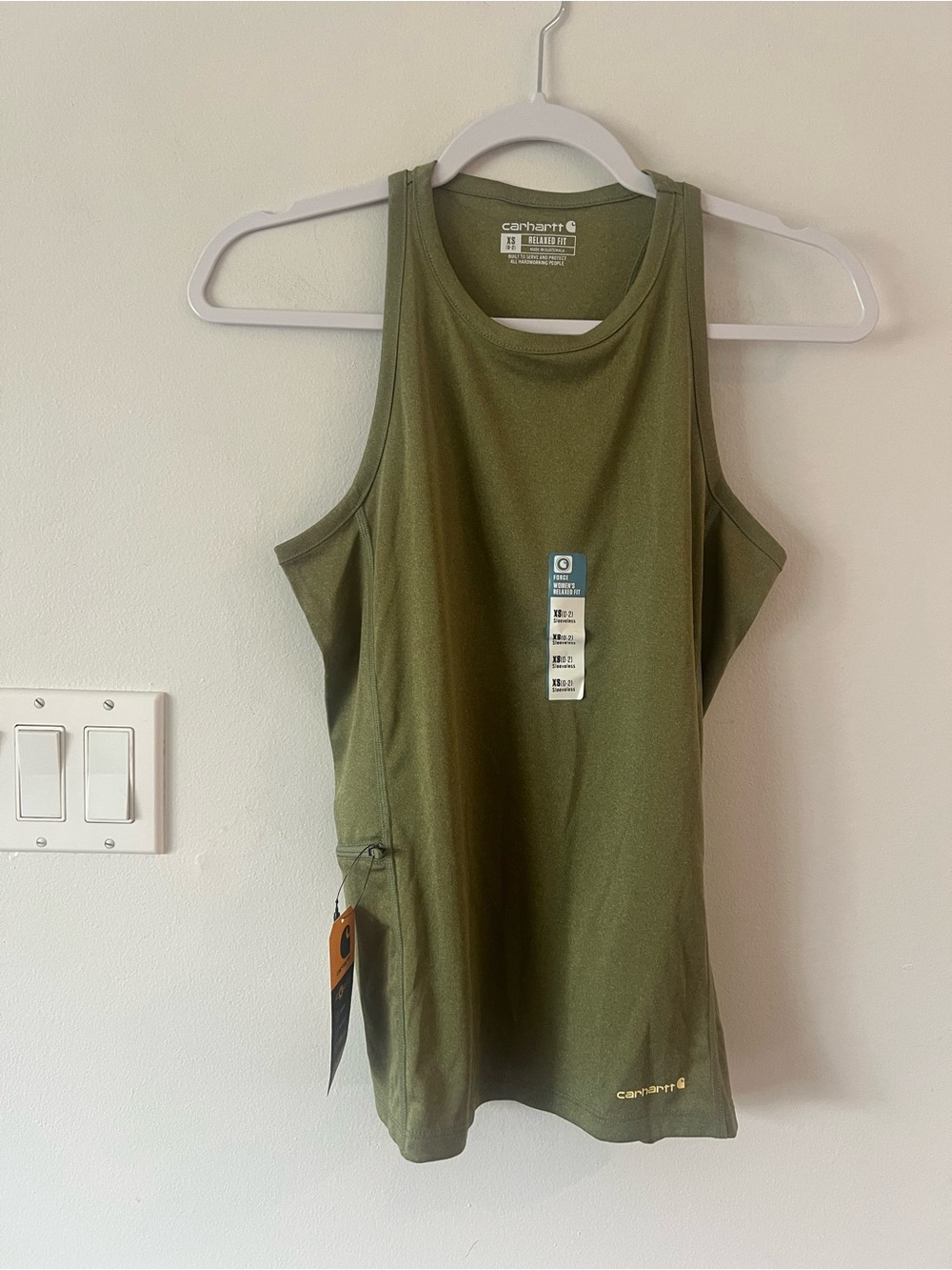 New Carhartt Force Sun Defender Relaxed Olive Tank Top Workwear Women’s XS